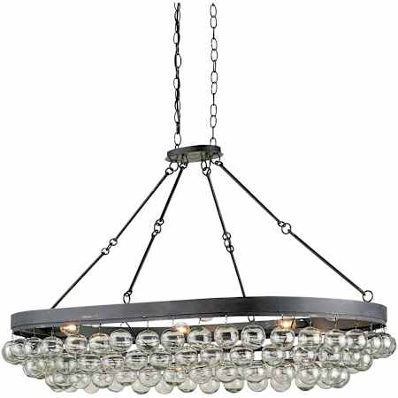 Currey and Company Balthazar 6 Light Large Chandelier with Suspended Clear Glass Globes French Black