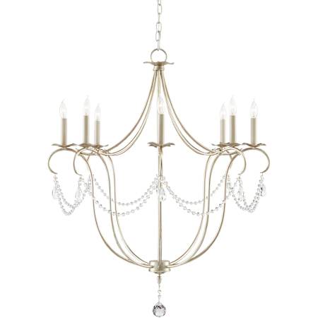 Currey and Company Crystal Lights 31" Wide 8 Light Single Tier Chandelier with Customizable Shades Silver Leaf