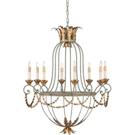 Currey and Company Elegance 8 Light Single Tier Chandelier with Customizable Shades Etruscan/ Gold Leaf