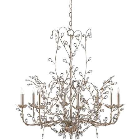Currey and Company Crystal Bud 8 Light 1 Tier Chandelier Silver Granello