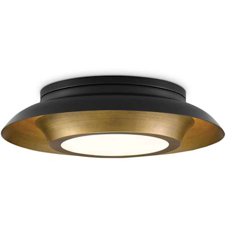 Currey and Company Metaphor 3 Light 20" Wide Flush Mount Ceiling Fixture Painted Antique Brass / Painted Black