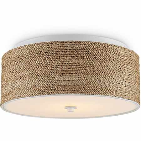 Currey and Company Coulton 16" Wide Flush Mount Ceiling Fixture Natural / White