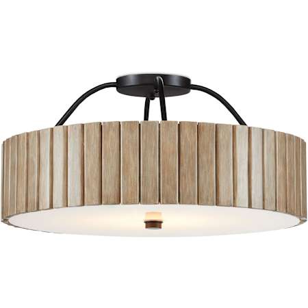 Currey and Company 10 x 20 Inch Tetterby Semi-Flush Mount Light Taupe / Black / White