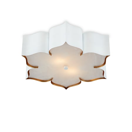 Currey and Company Grand Lotus 2 Light 19" Wide LED Flush Mount Ceiling Fixture Sugar White / Contemporary Gold / Gaux Alabaster