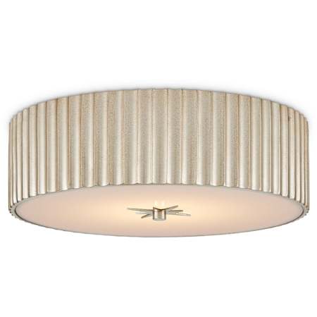 Currey and Company Caravel 14" Wide LED Flush Mount Drum Ceiling Fixture Silver Leaf
