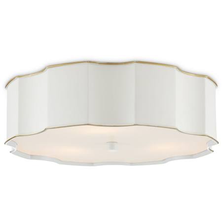 Currey and Company Wexford 3 Light 20" Wide LED Flush Mount Drum Ceiling Fixture Snow White / Gold Highlights