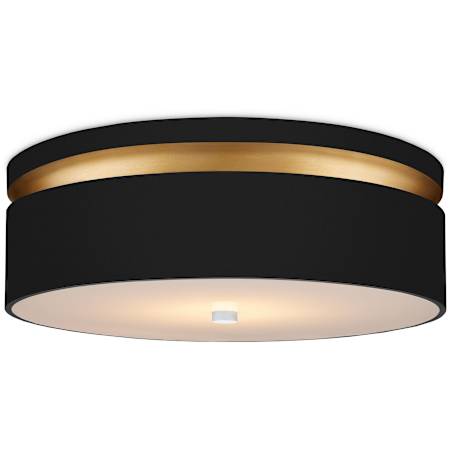 Currey and Company 19" Wide LED Flush Mount Drum Ceiling Fixture Satin Black / Contemporary Gold / White