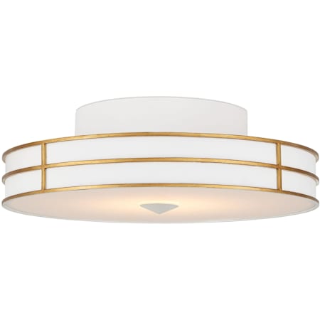 Currey and Company Fielding 24" Wide LED Flush Mount Drum Ceiling Fixture - Gesso White Gesso White / Contemporary Gold / Sugar White