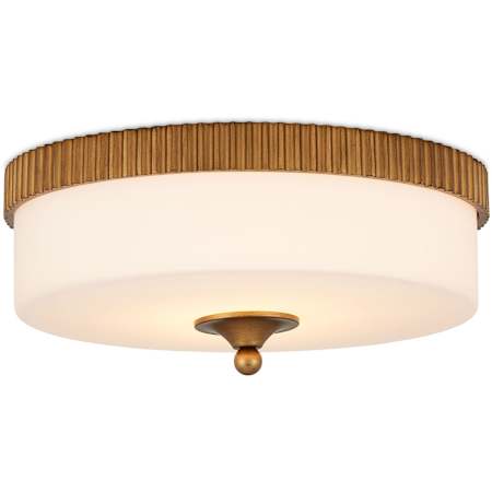 Currey and Company Bryce 16" Wide LED Flush Mount Drum Ceiling Fixture with Frosted Glass Shade - Gold Gold / White