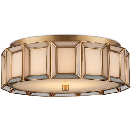 Currey and Company Daze 19" Wide Flush Mount Drum Ceiling Fixture Antique Brass / White