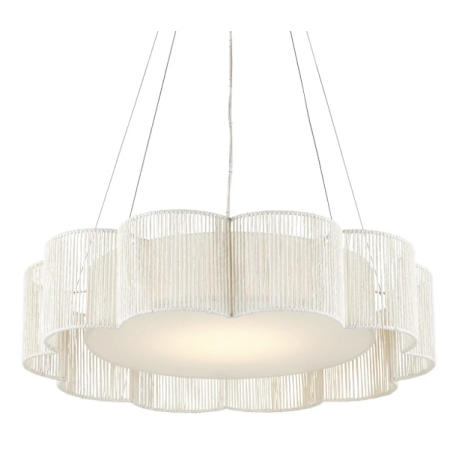 Currey and Company Ancroft 32" Wide 2700K LED Chandelier White / Contemporary Silver Leaf