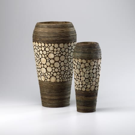 Cyan Design 20.25" Wood Slice Oblong Vases Birchwood and Walnut