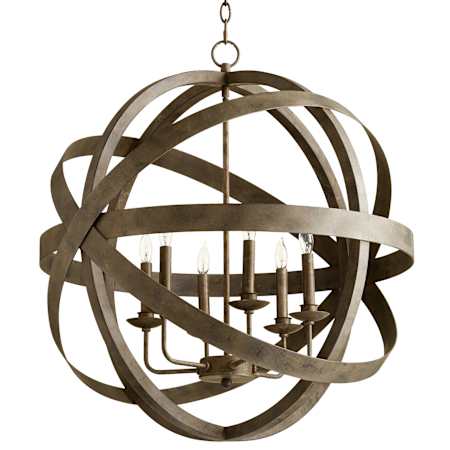 Cyan Design Gladwin 6 Light 27" Wide Taper Candle Globe Chandelier Distressed Zinc