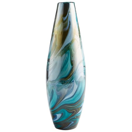 Cyan Design Chalcedony 5" Diameter Glass Vase Blue Gold Swirl