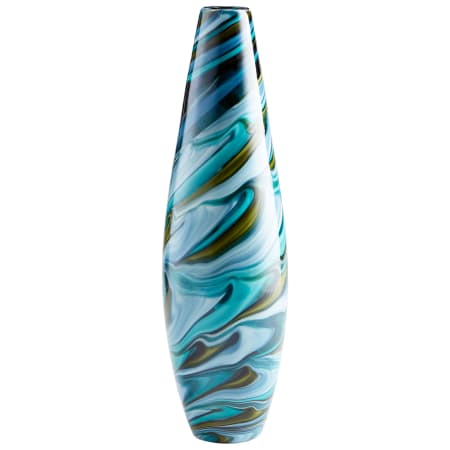 Cyan Design Chalcedony 6" Diameter Glass Vase Blue Gold Swirl