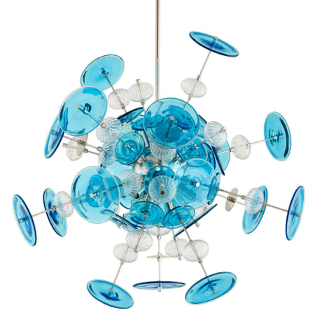 Cyan Design Avi 10 Light 25" Wide Abstract Sputnik Chandelier Polished Nickel / Blue / Clear