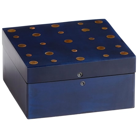 Cyan Design Dotty 2-1/2" x 5-1/4" Wood Decorative Container with Brass Accents Blackened Blue