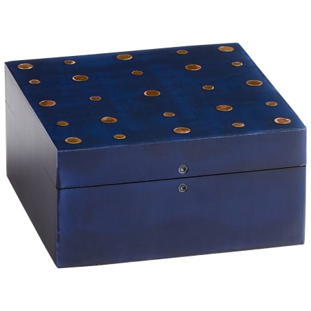 Cyan Design Dotty 3" x 6" Wood Decorative Container with Brass Accents Blackened Blue