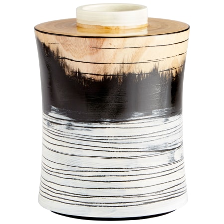 Cyan Design Snow Flake 8-1/2" Diameter Wood Vase Black / White Gradient