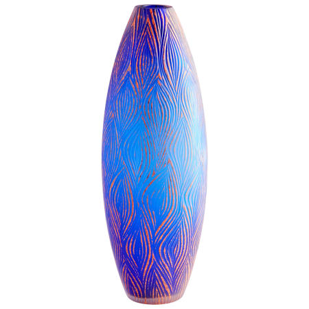 Cyan Design Groove 6-1/4" Diameter Glass Vase Blue