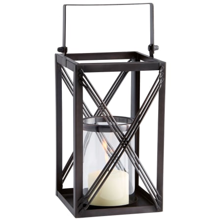 Cyan Design Small Ashbrook Glass and Iron Hanging Pillar Lantern Candle Holder Dark Copper