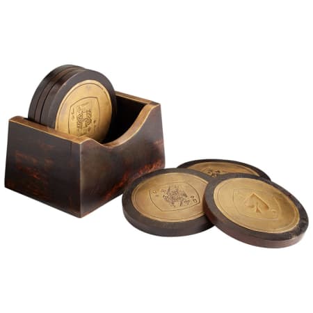 Cyan Design Card Carrying 4.25 Inch Wide Wood Coasters Made in India Black and Brass