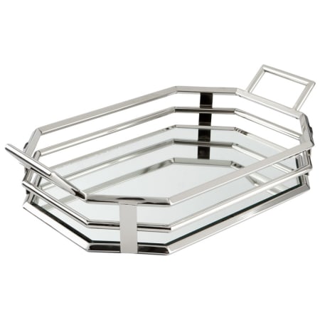 Cyan Design Of Meaning 23 Inch Wide Iron, Wood and Mirrored Glass Tray Made in India Stainless Steel