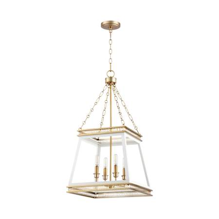 Cyan Design Gerard 4 Light Pendant White / Aged Brass