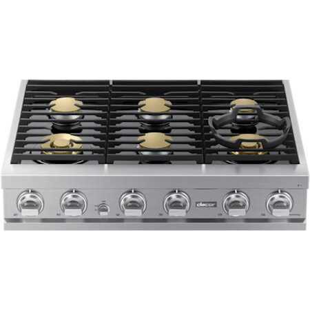 Dacor 36 Inch Wide 6 Burner Liquid Propane / Natural Gas Rangetop Graphite Stainless
