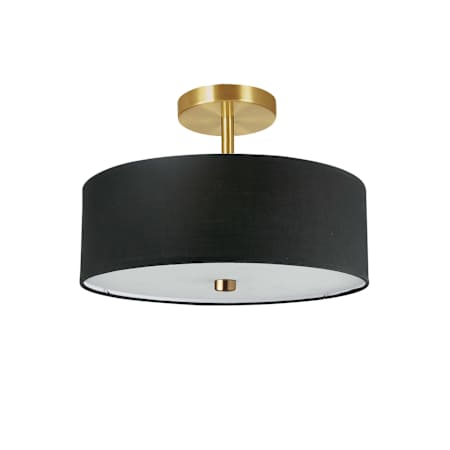 Dainolite Everly 3 Light 14" Wide Semi-Flush Drum Ceiling Fixture Aged Brass / Black