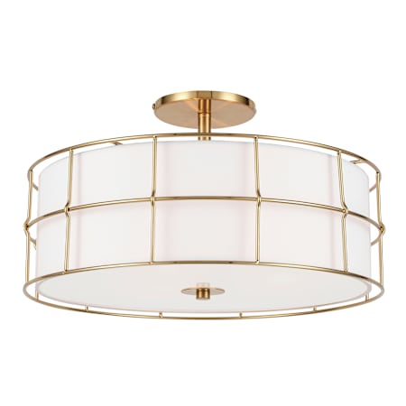Dainolite Alcala 3 Light 16" Wide Semi-Flush Drum Ceiling Fixture Aged Brass