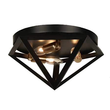 Dainolite Archello 3 Light 12" Wide Flush Mount Ceiling Fixture Matte Black / Antique Brass