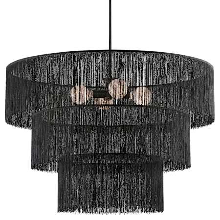 Dainolite Cadelaria 4 Light 40" Wide Waterfall Chandelier Black / Matte Black
