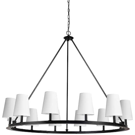 Dainolite Colby 12 Light 52" Wide Ring Chandelier Matte Black / White