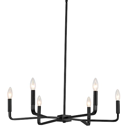 Dainolite Colette 6 Light 24" Wide Taper Candle Style Chandelier Matte Black