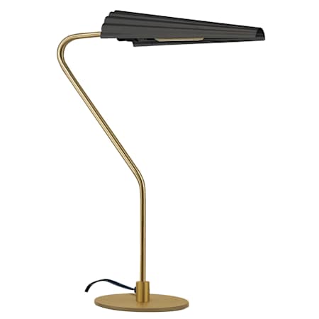 Dainolite Cassie 22" Tall Arc, Gooseneck Table Lamp Aged Brass / Matte Black