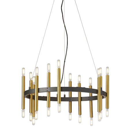 Dainolite Derry 24 Light 24" Wide Ring Chandelier Matte Black / Aged Brass