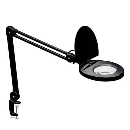 Dainolite Single Light 47" Tall Integrated LED Clamp On Desk Lamp with Magnifier and Desk Clamp Black