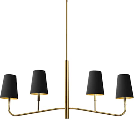 Dainolite Eleanor 4 Light 53" Wide Linear Chandelier Aged Brass / Black