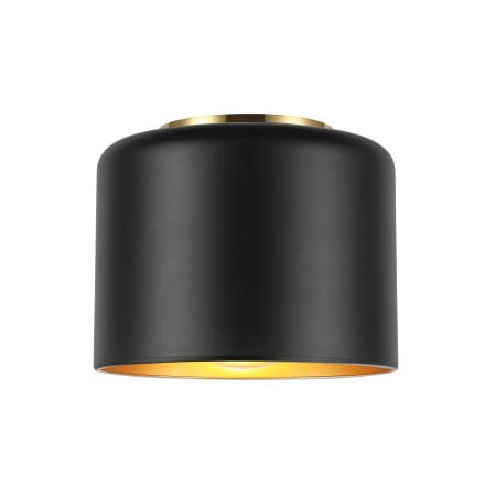Dainolite Emilia 8" Wide Flush Mount Ceiling Fixture Aged Brass / Matte Black