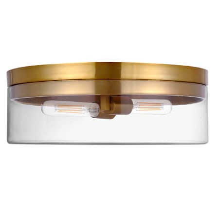 Dainolite Fiona 2 Light 14" Wide Flush Mount Drum Ceiling Fixture Aged Brass / Clear