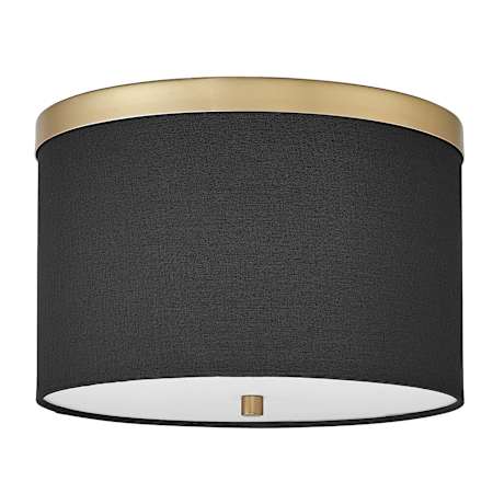 Dainolite Frederica 2 Light 12" Wide Flush Mount Drum Ceiling Fixture Black / Aged Brass