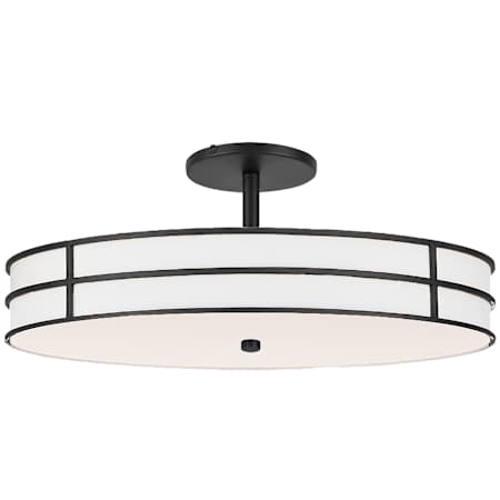 Dainolite Fulvia 3 Light 20" Wide Semi-Flush Drum Ceiling Fixture with White Glass Shade Matte Black / White