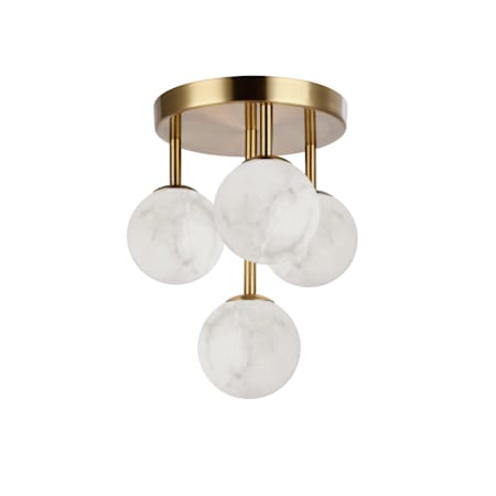 Dainolite Giovanna 4 Light 17" Wide Flush Mount Globe Ceiling Fixture Aged Brass / Alabaster