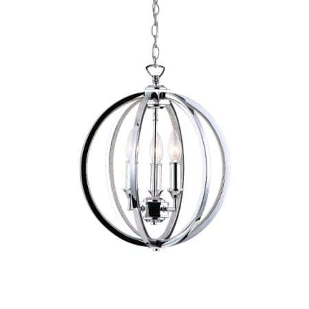 Dainolite Karland 3 Light 14" Wide Single Tier Globe Chandelier Polished Chrome