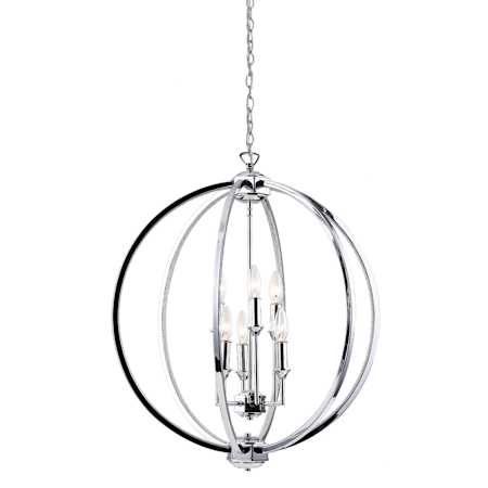Dainolite Karland 6 Light 24" Wide Single Tier Globe Chandelier Polished Chrome
