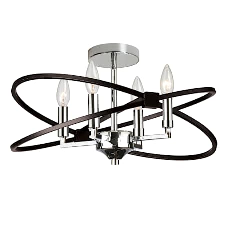 Dainolite Paloma 4 Light 18" Wide Semi-Flush Ceiling Fixture Polished Chrome / Matte Black