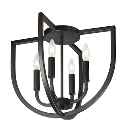 Dainolite Pamela 4 Light 15" Wide Semi-Flush Ceiling Fixture Matte Black