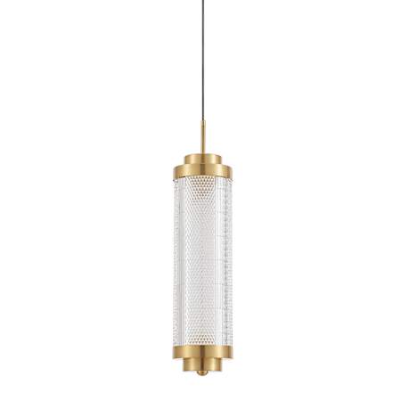Dainolite Peri 6" Wide LED Mini Pendant Clear / Aged Brass