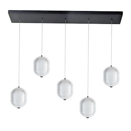 Dainolite Peri 32" Wide LED Linear Pendant with Patterned Acrylic Shades Clear / Matte Black